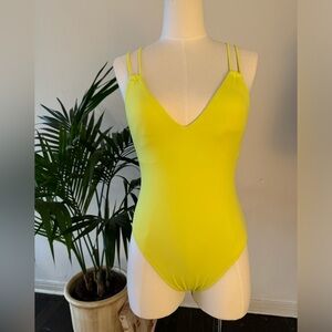 Bright yellow one piece size small
